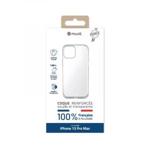 Coque renforcée souple pour iPhone 13 Pro Max Muvit For Change Crystal Soft Transparent