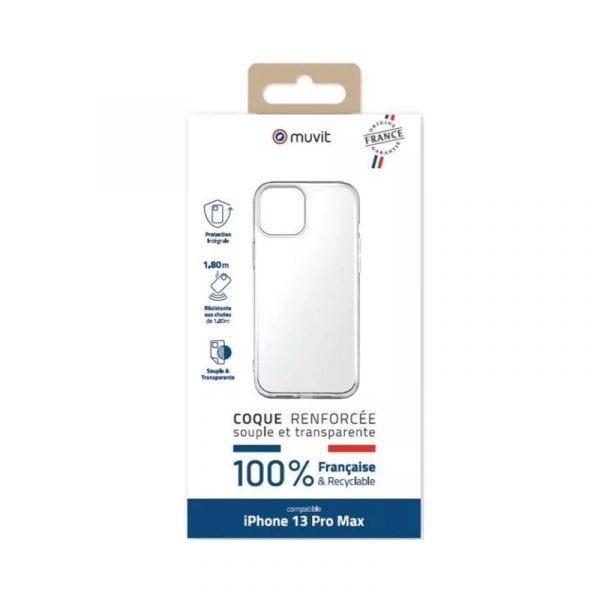 Coque renforcée souple pour iPhone 13 Pro Max Muvit For Change Crystal Soft Transparent