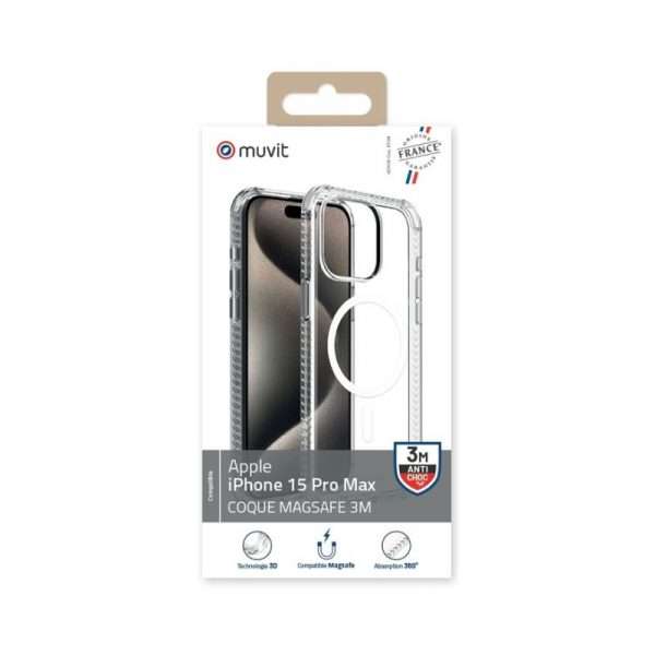 MUVIT - COQUE TRANSPARENTE MAGSAFE 3M IPHONE 15 PRO MAX