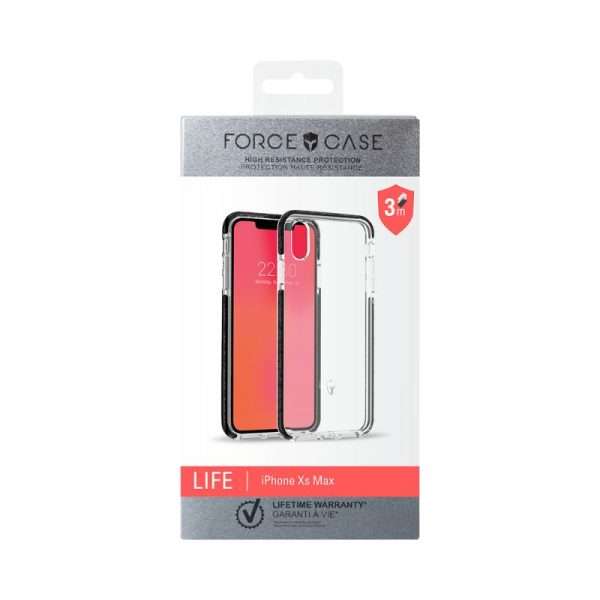 Force Case - Coque Renforcée iPhone XS Max LIFE Contour Gris - Garantie à vie