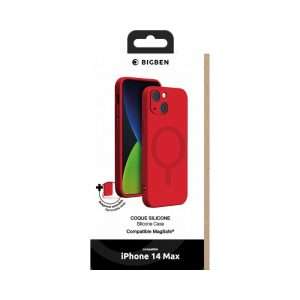 Bigben - Coque iPhone 14 Plus Compatible MagSafe Silicone  - Rouge