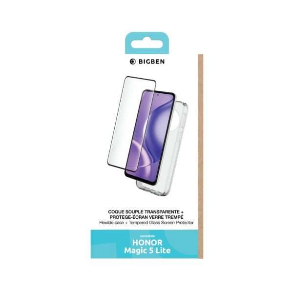 Bigben - Pack Honor Magic 5 Lite 5G Coque Transparente + Verre trempé