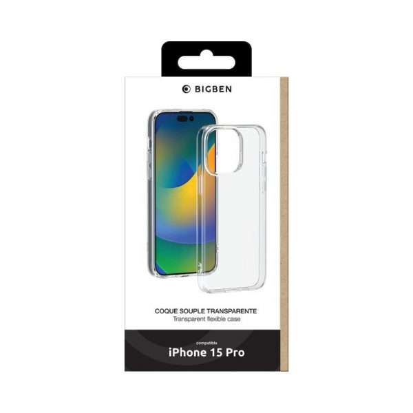Bigben - Coque iPhone 15 Pro Souple Transparente
