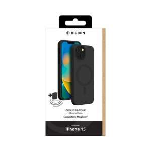 Bigben Coque MagSafe iPhone 15 Silicone Noire