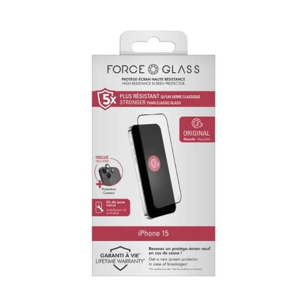 Pack Protège-écran + Protège Lentilles caméra iPhone 15 - Force Glass