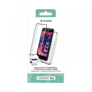 Coque Logicom Ezy Souple Transparente + Protège écran  -Pack 2 en 1 - Bigben
