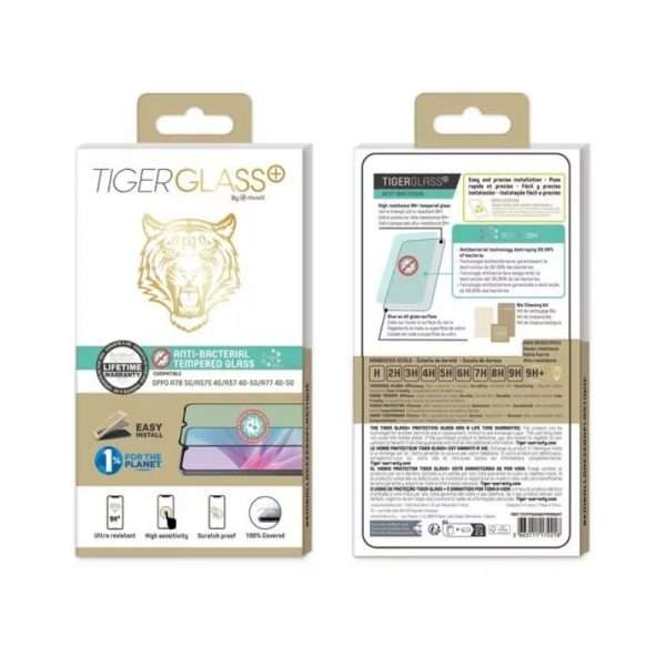 TIGER - TIGER GLASS PLUS VERRE TREMPE ANTIBACTERIEN OPPO A78 5G/A57S 4G/A57 4G-5G/A77 4G-5G