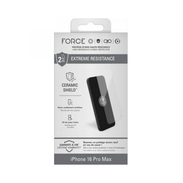 Protège écran iPhone 16 Pro Max Ceramic Shield 2.5D Verre trempé - Force Glass