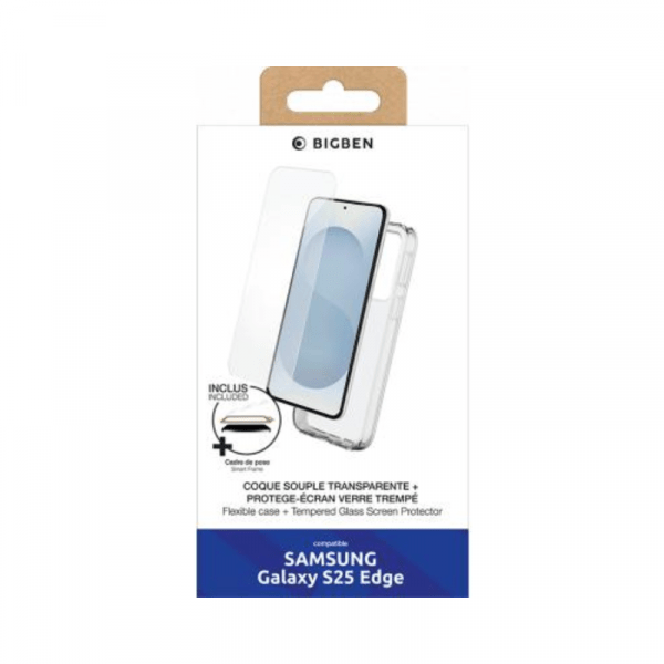 Pack 2 en 1 Coque Samsung Galaxy S25 Edge Souple Transparente + Protège écran 2.5D - Bigben
