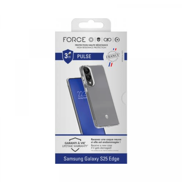 Coque renforcée Samsung Galaxy S25 Edge PULSE Origine France Transparente - Force Case