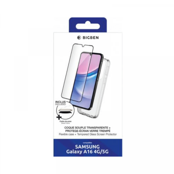 Pack 2 en 1 Coque Samsung Galaxy A16 4G / A16 5G Souple Transparente + Protège écran 2.5D - Bigben