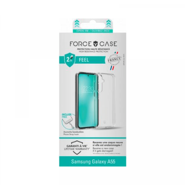 Coque renforcée Samsung Galaxy A55 5G FEEL Origine France Garantie 2m Transparente - Force Case