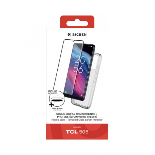 Pack 2 en 1 Coque TCL 505 Souple Transparente + Protège écran 2.5D - Bigben