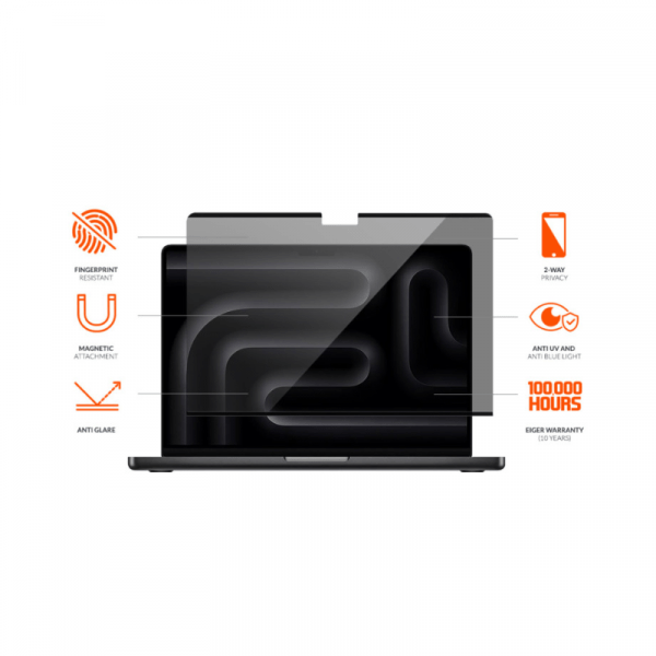 Film De Protection Ecran HD - Privacy - Fixation Magnétique Pour Macbook Pro 16" (21/25) - EIGER
