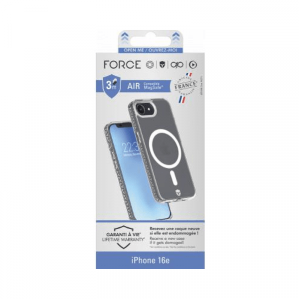 Coque renforcée Magnétique MagSafe iPhone 16e AIR Transparente - Force Case