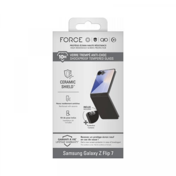Pack Protège-écran CeramicShield Samsung Galaxy Z Flip 7 + 2 Protège Lentilles - Force Glass