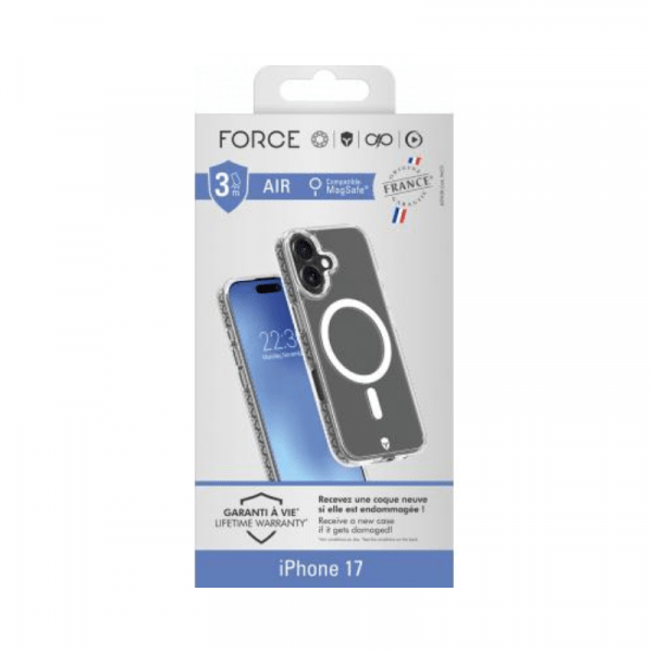 Coque renforcée MagSafe iPhone 17 AIR Origine France Garantie 3m Transparente - Force Case