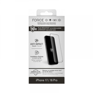 Protège écran iPhone 17 / 16 Pro Anti-Impact 2.5D Verre trempé - Force Glass