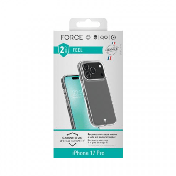 Coque renforcée iPhone 17 Pro FEEL Origine France Garantie 2m Transparente - Force Case