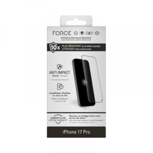 Protège écran iPhone 17 Pro Anti-Impact 2.5D Verre trempé - Force Glass