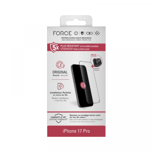 Pack Protège-écran iPhone 17 Pro 2.5D Original + 3 Protège Lentilles - Force Glass