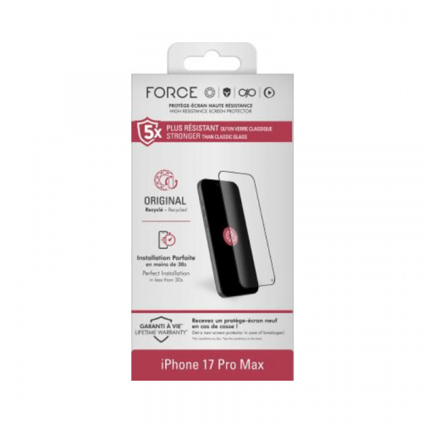 Pack Protège-écran iPhone 17 Pro Max 2.5D Original + 3 Protège Lentilles - Force Glass