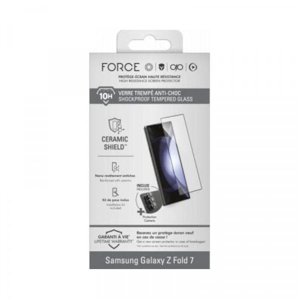 Pack Protège-écran CeramicShield Samsung Galaxy Z Fold 7 2.5D Original + 3 Protège Lentilles - Force Glass