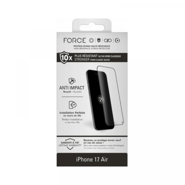 Protège écran iPhone 17 Air Anti-Impact 2.5D Verre trempé - Force Glass