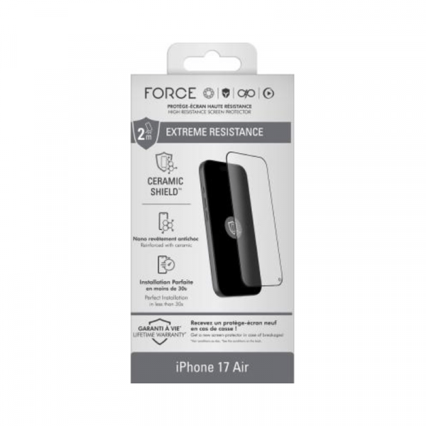 Protège écran iPhone 17 Air Ceramic Shield 2.5D Verre trempé - Force Glass