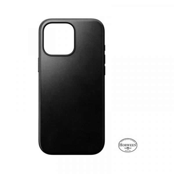 Coque Modern Cuir Horween iPhone 16 Pro Max Noir - Nomad