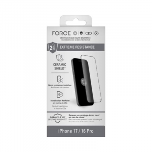 Force Glass -Protège écran iPhone 17 / 16 Pro Ceramic Shield 2.5D Verre trempé