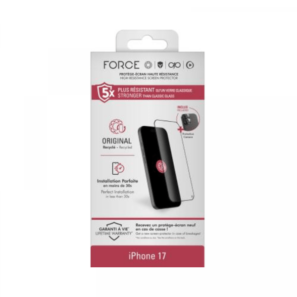 Pack Protège-écran iPhone 17 / 16 Pro 2.5D Original + 2 Protège Lentilles - Force Glass