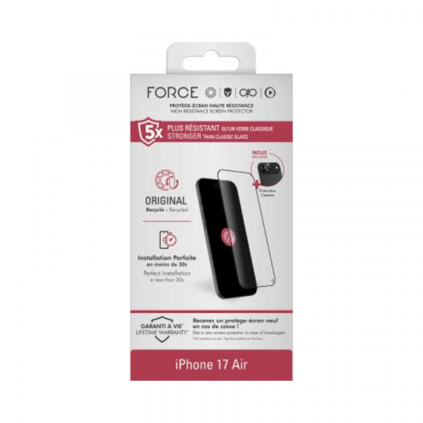 Pack Protège-écran iPhone 17 Air 2.5D Original + 1 Protège Lentille - Force Glass