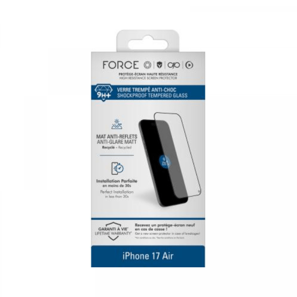 Protège écran iPhone Air Mat Anti-reflet 2.5D Verre trempé - Force Glass