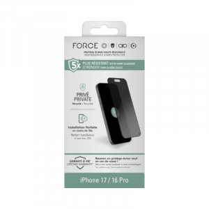 Protège écran iPhone 17 / 16 Pro Privé 2.5D Verre organique - Force Glass
