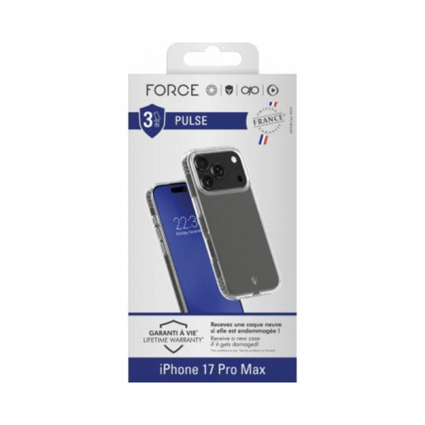 Force Case - Coque renforcée iPhone 17 Pro Max PULSE Origine France Garantie 3m Transparente