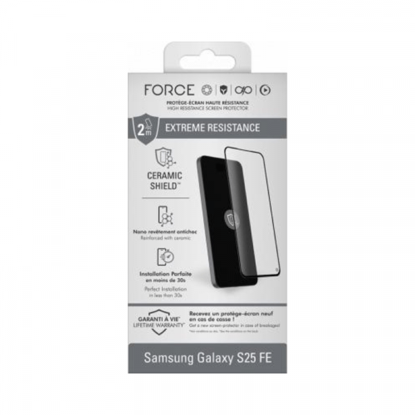 Protège écran Samsung Galaxy S25 FE Ceramic Shield 2.5D Verre trempé - Force Glass