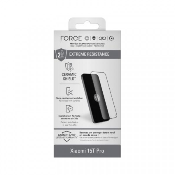 Protège écran Xiaomi 15T Pro Ceramic Shield 2.5D Verre trempé - Force Glass