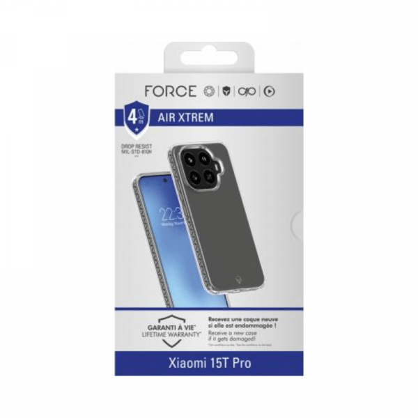 Coque renforcée MagSafe Xiaomi 15T Pro AIR XTREM 4m Norme Militaire MIL-STD 810G Transparente - Force Case