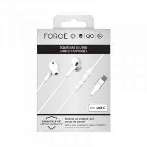 Ecouteurs Renforcé USB C Télécommande/Micro Intra-auriculaire Blanc - Force Play