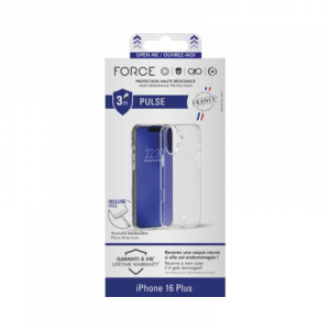 Coque renforcée iPhone 16 Plus PULSE Origine France Garantie 3m Transparent - Force Case