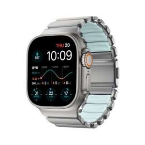 Bracelet Stratos 49mm Natural Titanium/Icy Blue Glow KFM - Nomad