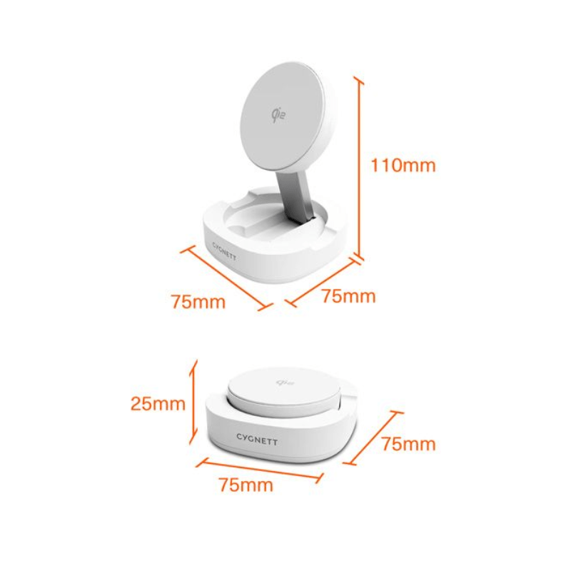 Chargeur sans fil magnétique pliable Qi2 Blanc - Cygnett – Image 2