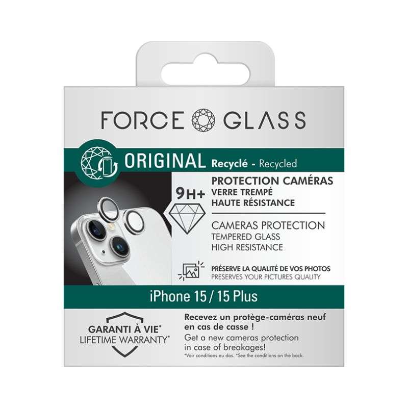 Force Glass - Protège-caméra iPhone 15/15+/14/14+ x2